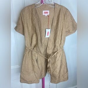 NWT SOLID & STRIPED 
The Harlow Cropped Broderie Anglaise Linen-Blend Cardigan